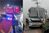 Chikkamagaluru: Private bus crashes into electric pole; passengers escape unhurt